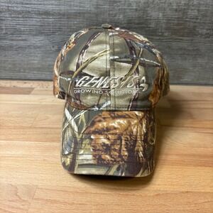 Genesis Growing Solutions Hat Cap Strap Back Brown Camo Outdoors Adjustable